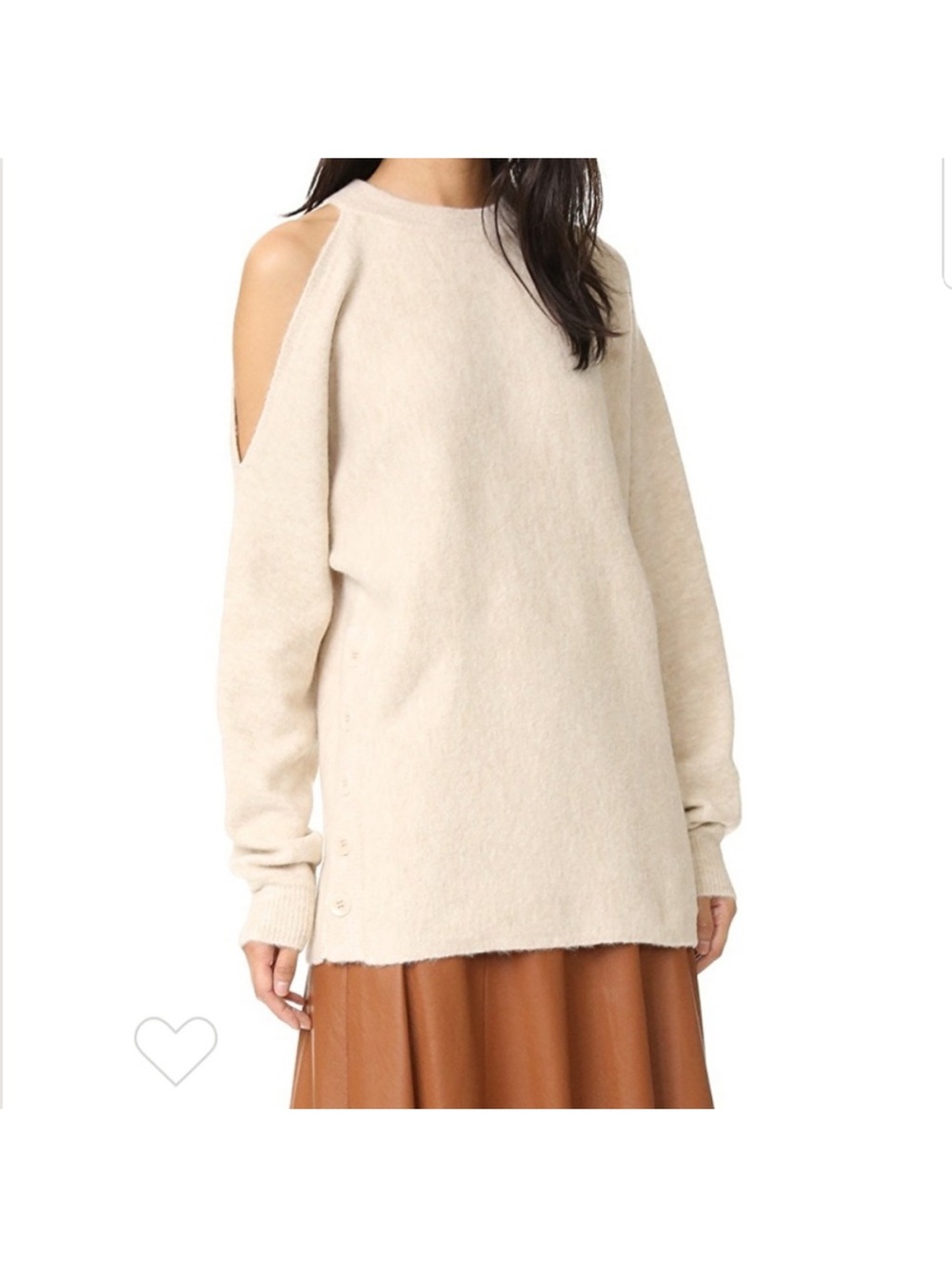 Tibi Women's Oatmeal Open Shoulder Sweater